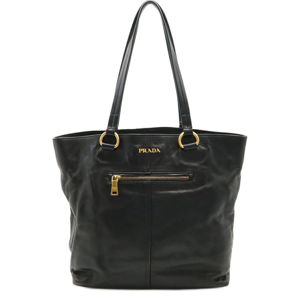 Prada Tote Tessuto Saffiano Bag Shoulder Leather NERO Black Beige Cream